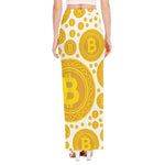 Bitcoin Crypto Pattern Print High Slit Maxi Skirt