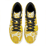 Bitcoin Crypto Pattern Print High Top Leather Sneakers