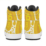Bitcoin Crypto Pattern Print High Top Leather Sneakers