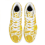 Bitcoin Crypto Pattern Print High Top Leather Sneakers