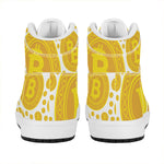 Bitcoin Crypto Pattern Print High Top Leather Sneakers