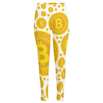 Bitcoin Crypto Pattern Print High-Waisted Pocket Leggings