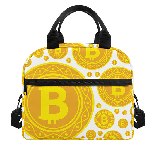 Bitcoin Crypto Pattern Print Insulated Lunch Bag