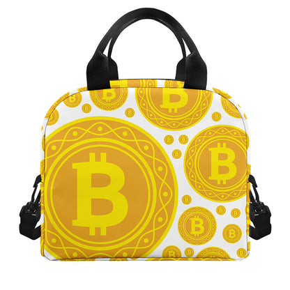 Bitcoin Crypto Pattern Print Insulated Lunch Bag