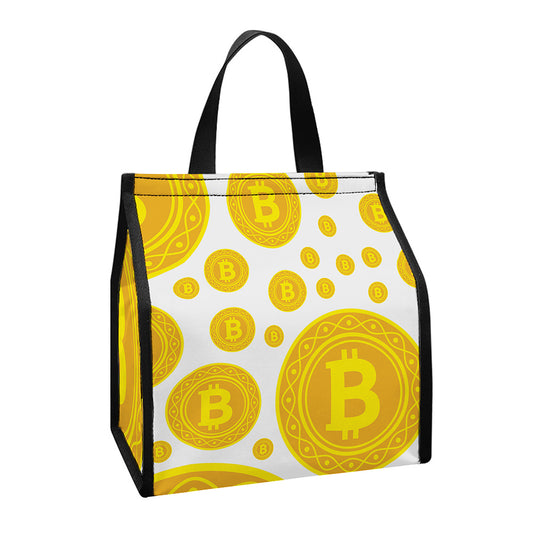 Bitcoin Crypto Pattern Print Insulated Lunch Tote