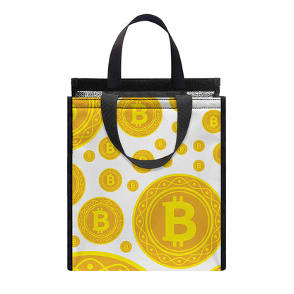 Bitcoin Crypto Pattern Print Insulated Lunch Tote