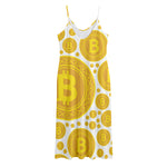 Bitcoin Crypto Pattern Print Jersey Midi Cami Dress