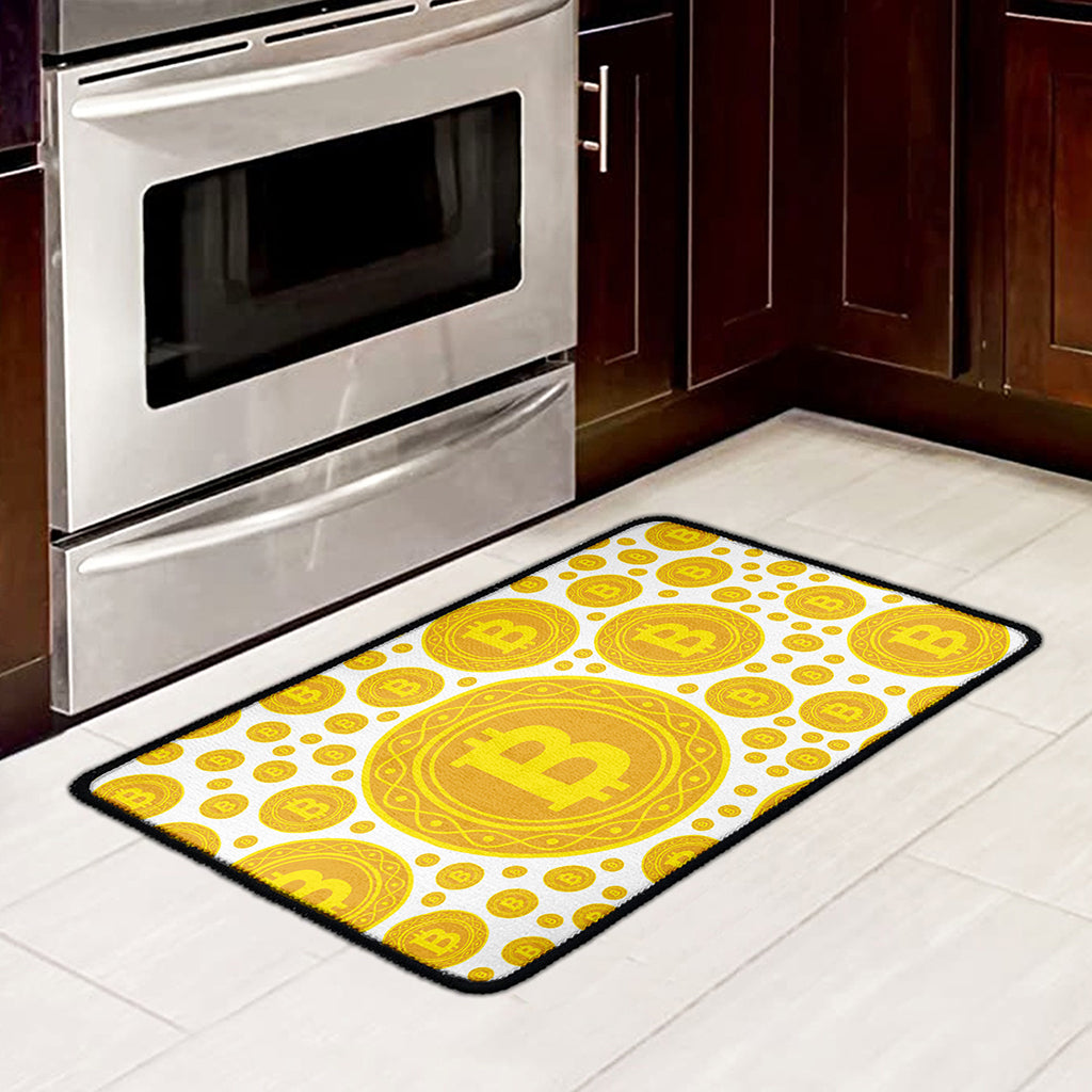 Bitcoin Crypto Pattern Print Kitchen Mat