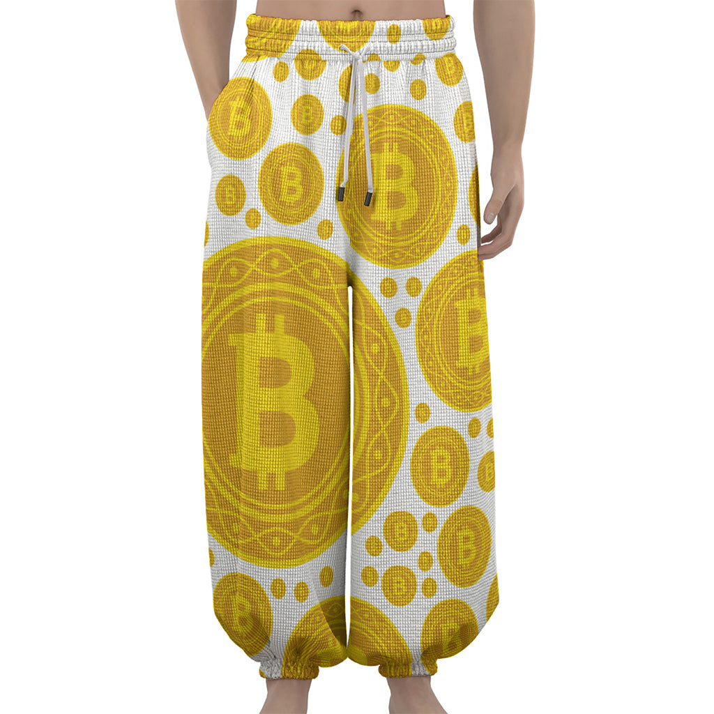 Bitcoin Crypto Pattern Print Lantern Pants