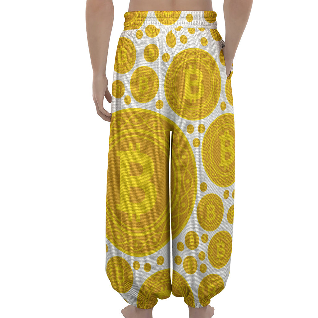 Bitcoin Crypto Pattern Print Lantern Pants