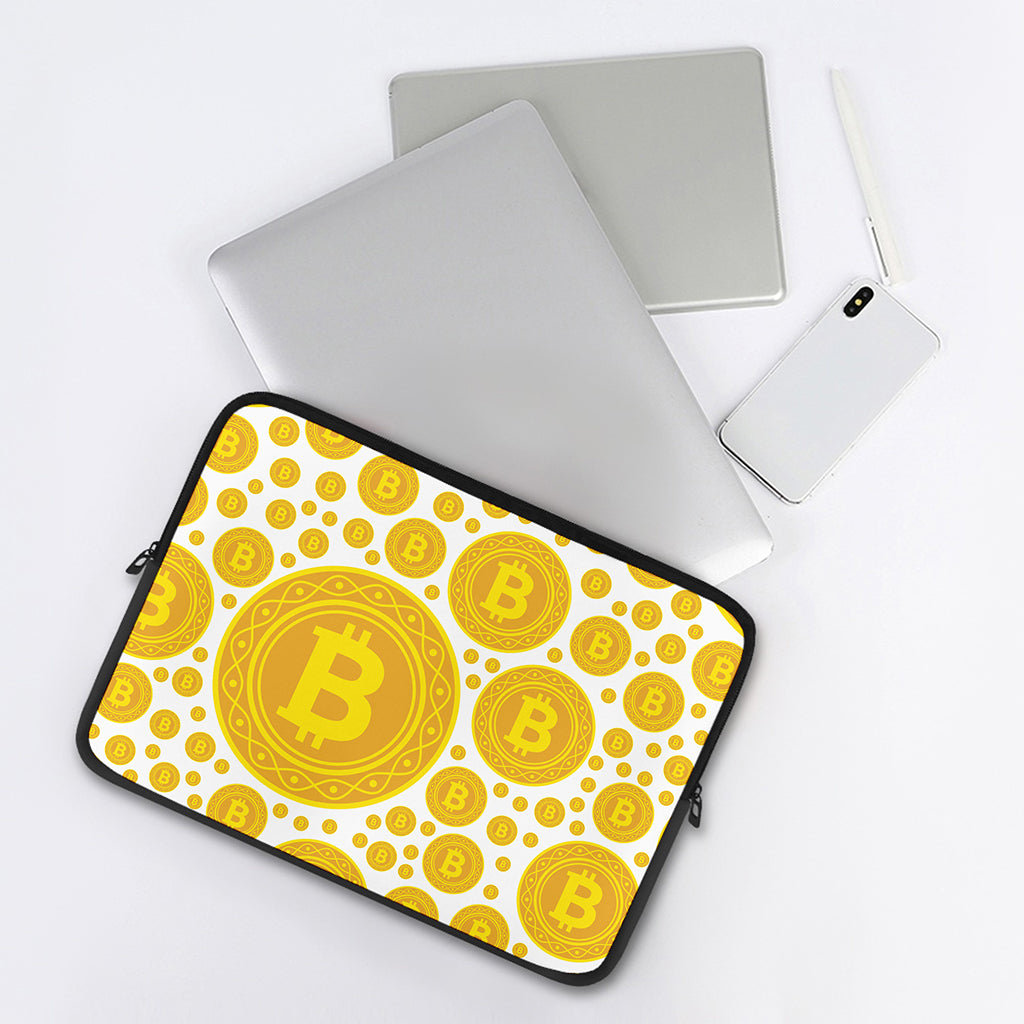 Bitcoin Crypto Pattern Print Laptop Sleeve