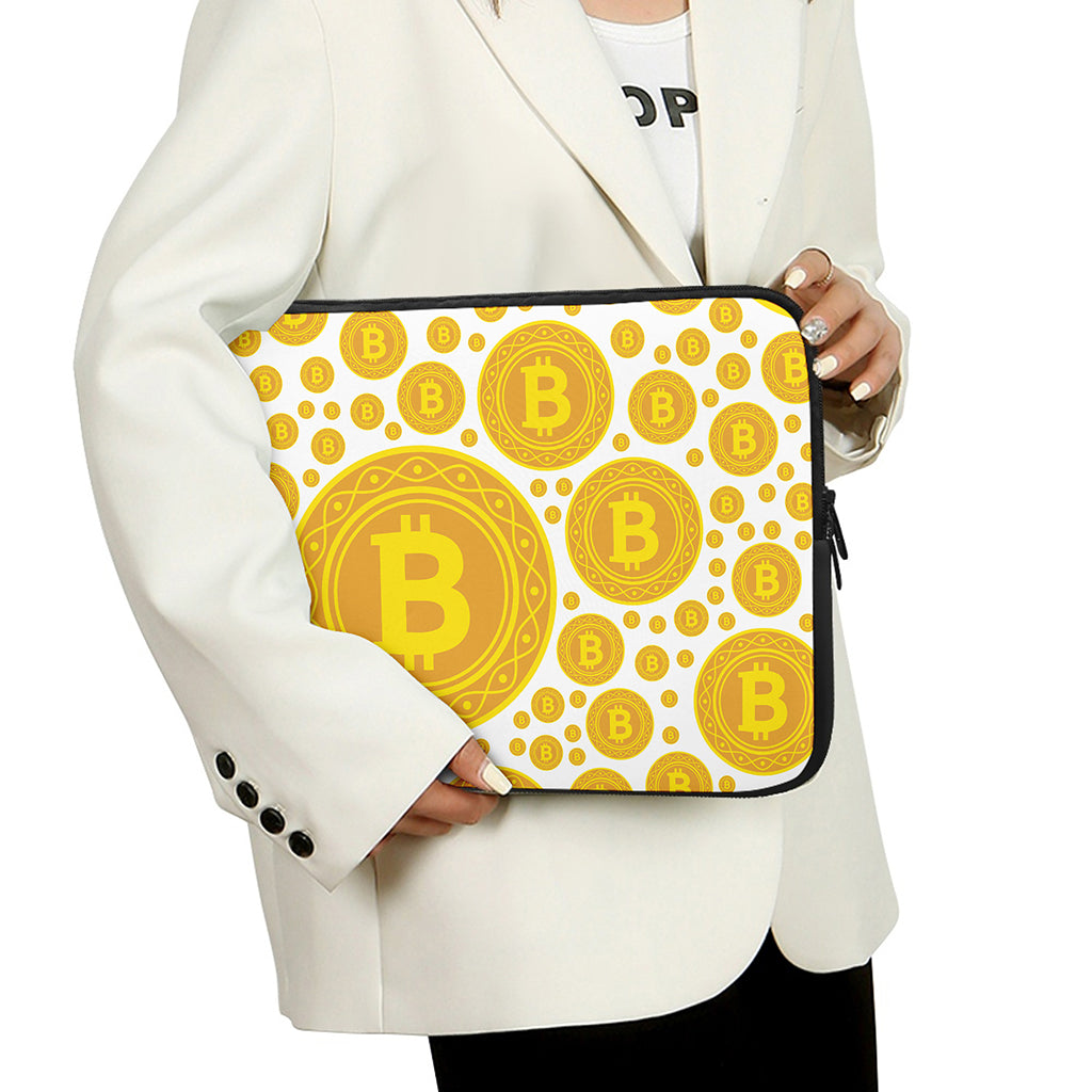 Bitcoin Crypto Pattern Print Laptop Sleeve