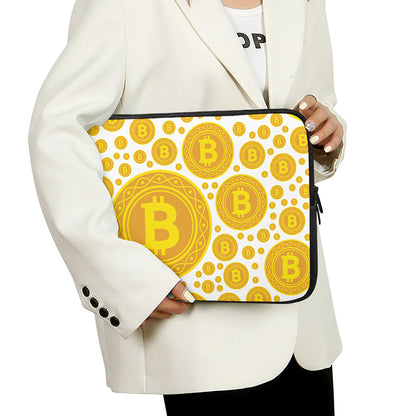Bitcoin Crypto Pattern Print Laptop Sleeve