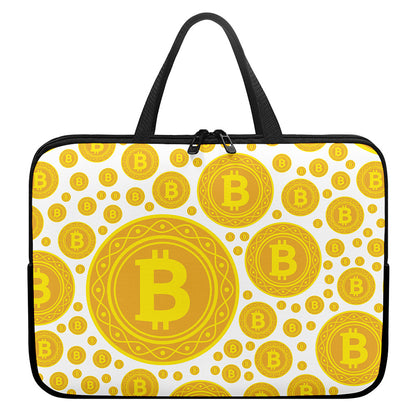 Bitcoin Crypto Pattern Print Laptop Sleeve With Handle