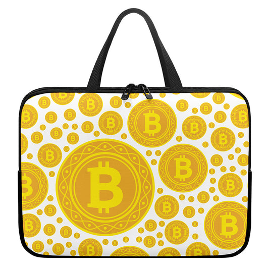 Bitcoin Crypto Pattern Print Laptop Sleeve With Handle