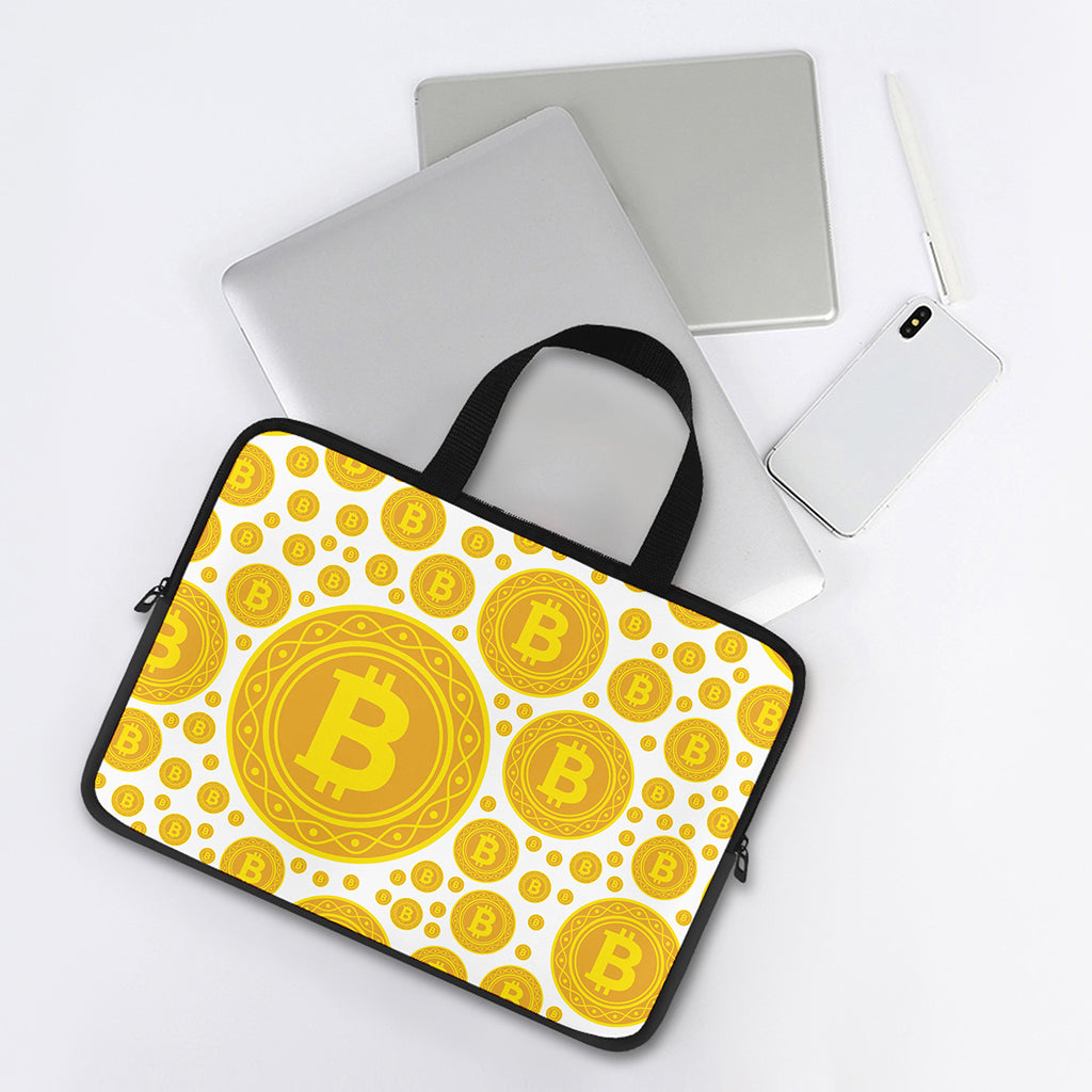 Bitcoin Crypto Pattern Print Laptop Sleeve With Handle