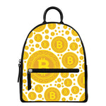Bitcoin Crypto Pattern Print Leather Backpack