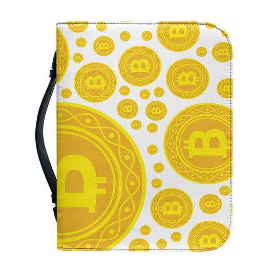 Bitcoin Crypto Pattern Print Leather Bible Cover