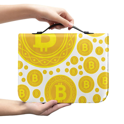 Bitcoin Crypto Pattern Print Leather Bible Cover