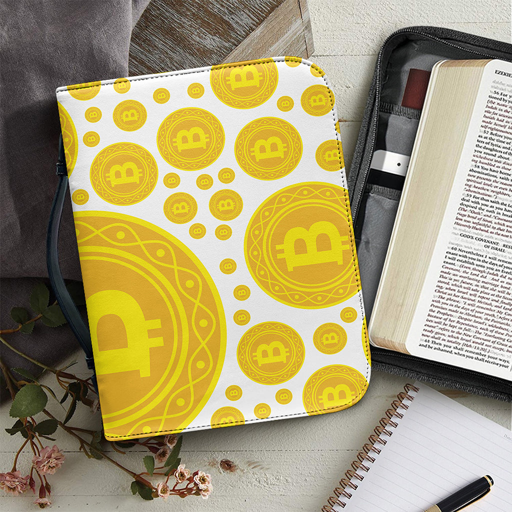 Bitcoin Crypto Pattern Print Leather Bible Cover