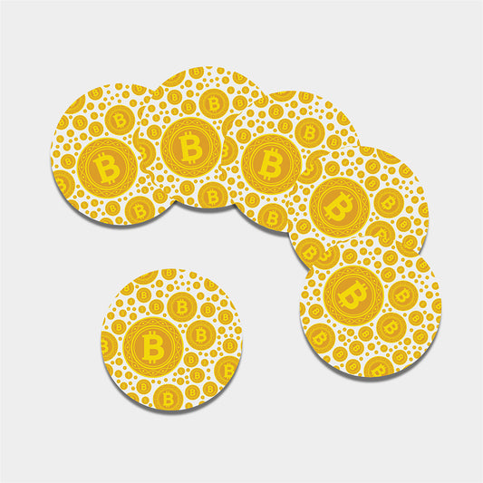 Bitcoin Crypto Pattern Print Leather Coaster Set