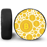 Bitcoin Crypto Pattern Print Leather Spare Tire Cover
