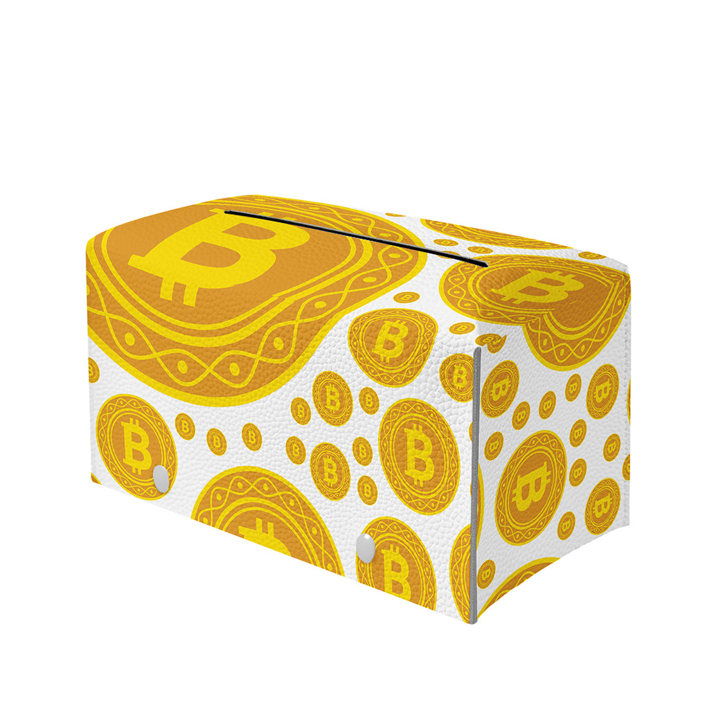 Bitcoin Crypto Pattern Print Leather Tissue Box Cover