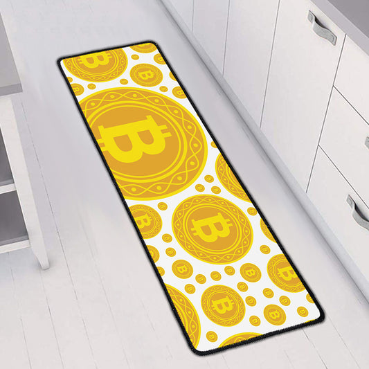 Bitcoin Crypto Pattern Print Long Kitchen Mat