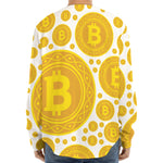 Bitcoin Crypto Pattern Print Long Sleeve Baseball Jersey