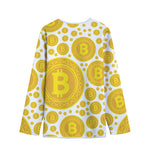 Bitcoin Crypto Pattern Print Long Sleeve Short Coat