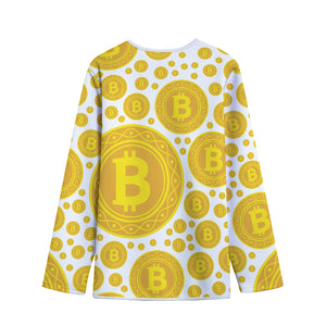 Bitcoin Crypto Pattern Print Long Sleeve Short Coat