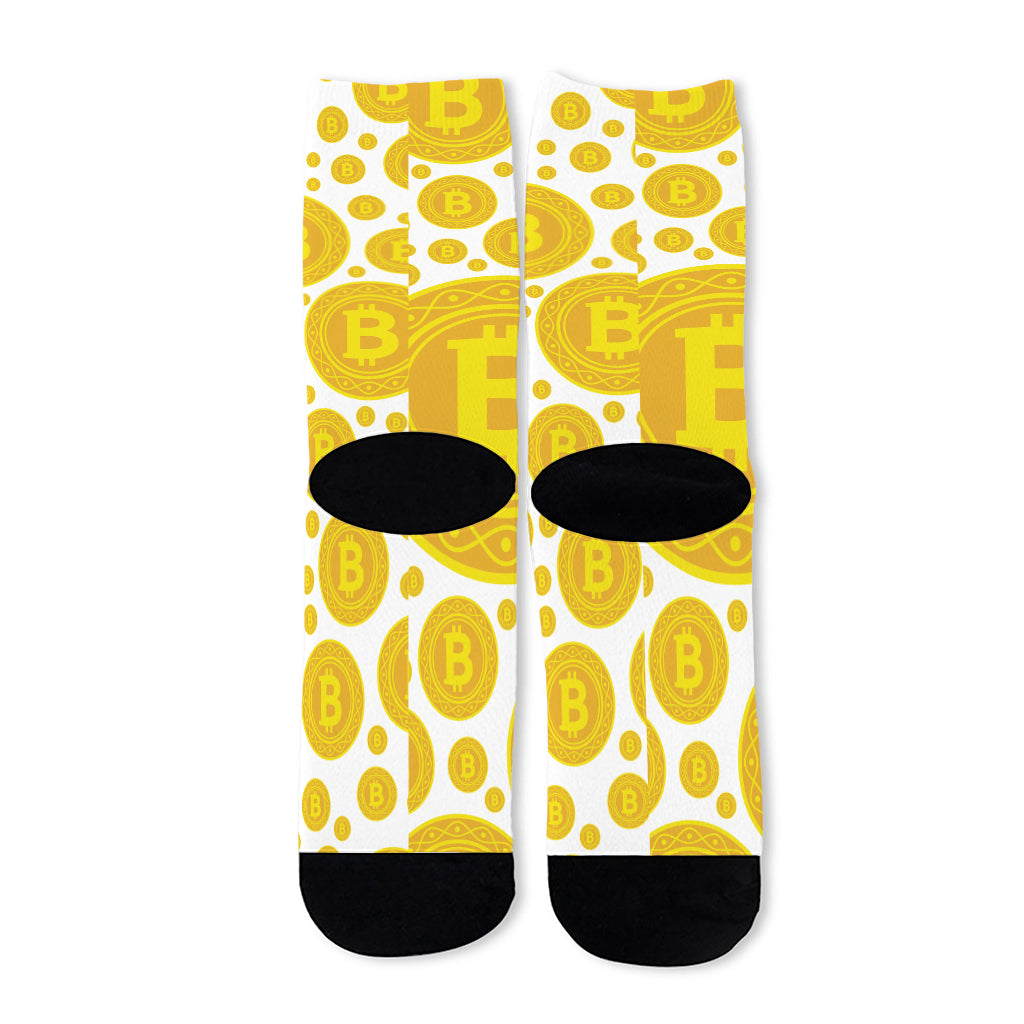 Bitcoin Crypto Pattern Print Long Socks