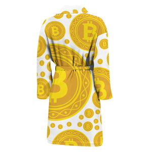 Bitcoin Crypto Pattern Print Men's Bathrobe