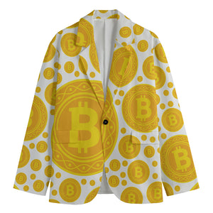 Bitcoin Crypto Pattern Print Men's Blazer