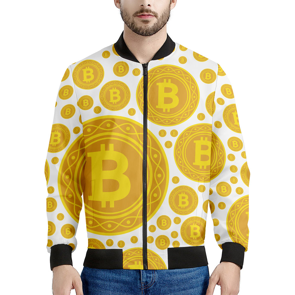 Bitcoin Crypto Pattern Print Men's Bomber Jacket