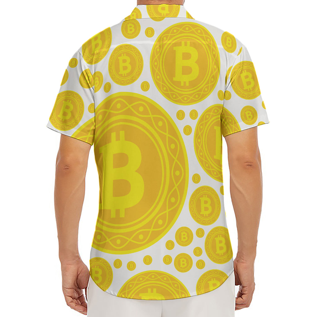 Bitcoin Crypto Pattern Print Men's Deep V-Neck Shirt