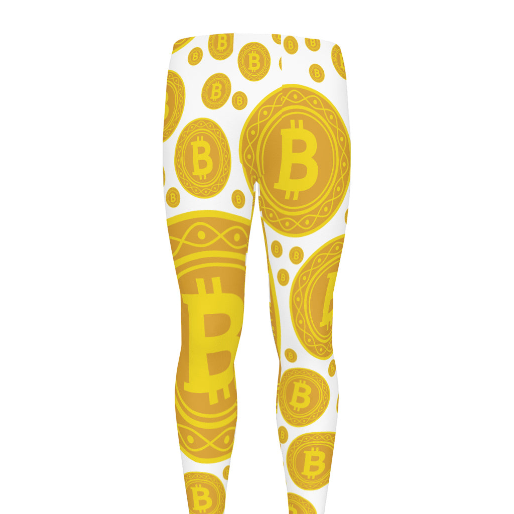 Bitcoin Crypto Pattern Print Men's leggings