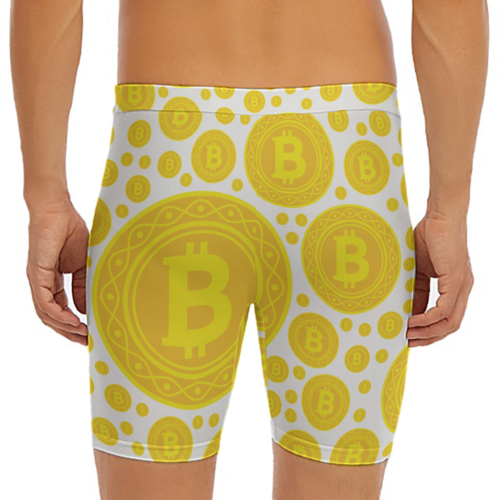 Bitcoin Crypto Pattern Print Men's Long Boxer Briefs