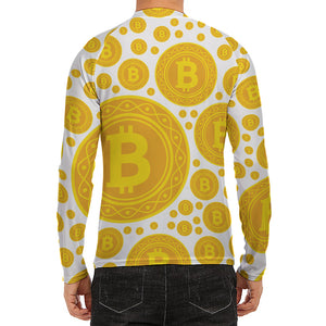 Bitcoin Crypto Pattern Print Men's Long Sleeve Rash Guard