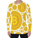 Bitcoin Crypto Pattern Print Men's Long Sleeve T-Shirt