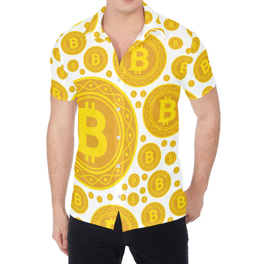 Bitcoin Crypto Pattern Print Men's Shirt