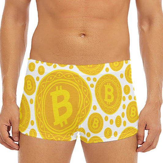 Bitcoin Crypto Pattern Print Men's Short Boxer Briefs