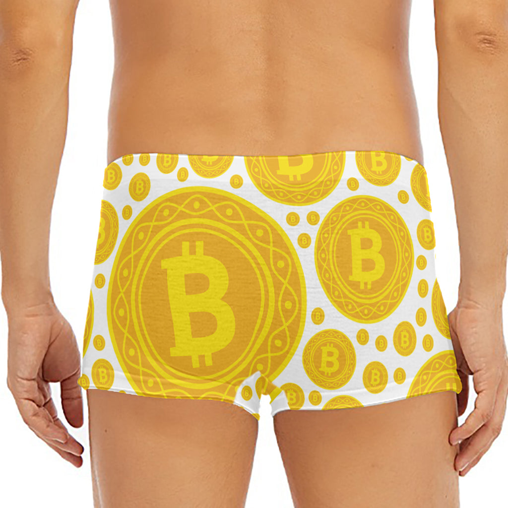 Bitcoin Crypto Pattern Print Men's Short Boxer Briefs