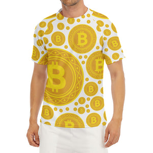 Bitcoin Crypto Pattern Print Men's Short Sleeve Rash Guard