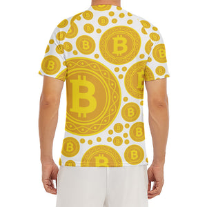 Bitcoin Crypto Pattern Print Men's Short Sleeve Rash Guard