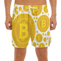 Bitcoin Crypto Pattern Print Men's Split Running Shorts