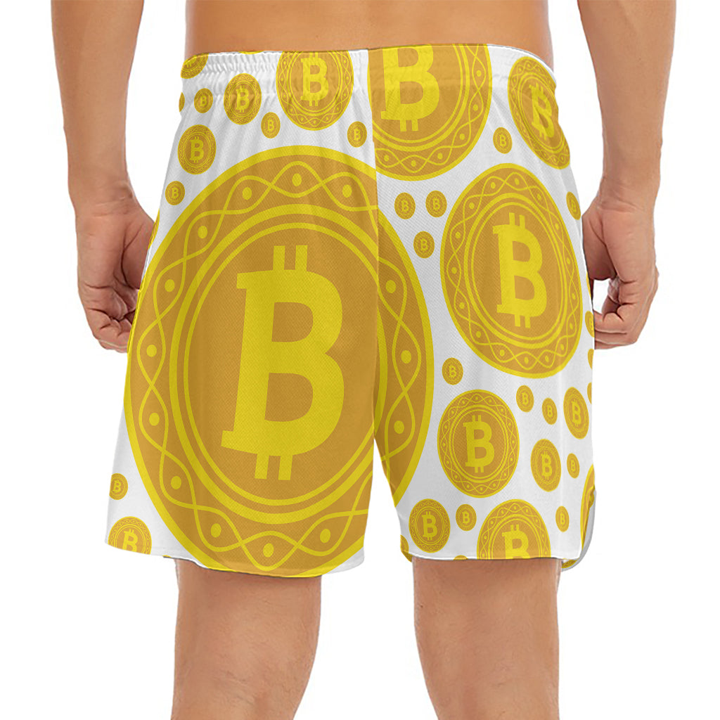 Bitcoin Crypto Pattern Print Men's Split Running Shorts