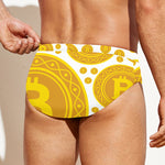 Bitcoin Crypto Pattern Print Men's Swim Briefs