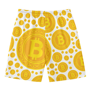 Bitcoin Crypto Pattern Print Men's Swim Trunks