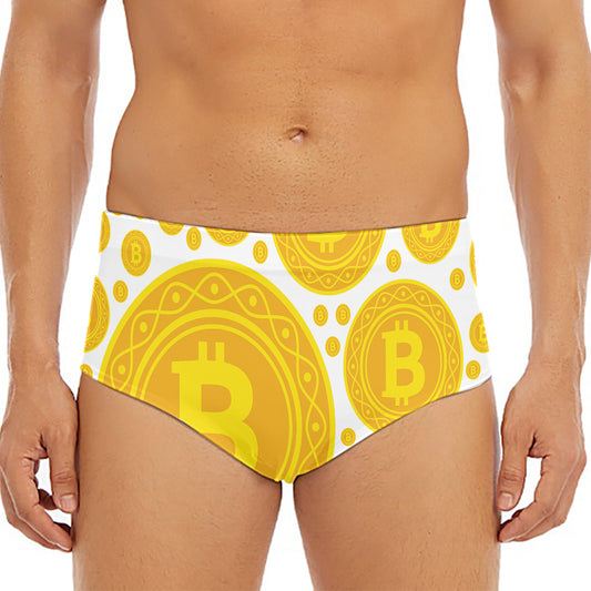 Bitcoin Crypto Pattern Print Men's Triangle Swim Briefs